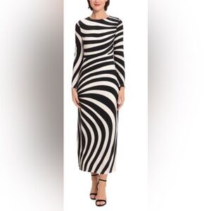 Donna Morgan Striped Long Sleeve Maxi Dress Size 4